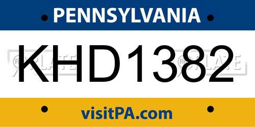 KHD1382 Pennsylvania License Plate