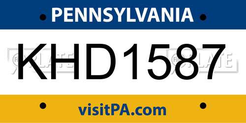KHD1587 Pennsylvania License Plate