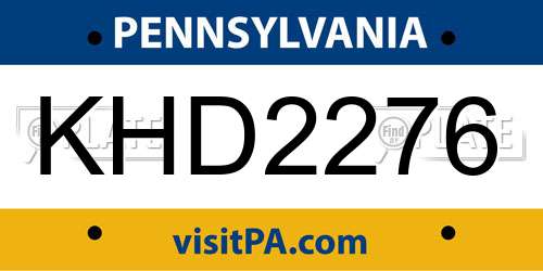 KHD2276 Pennsylvania License Plate