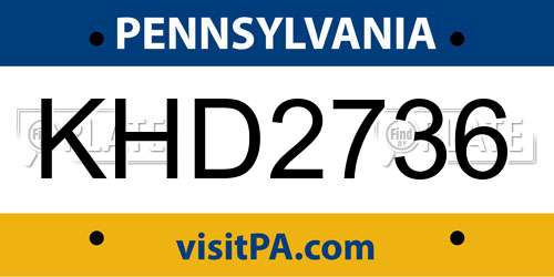 KHD2736 Pennsylvania License Plate