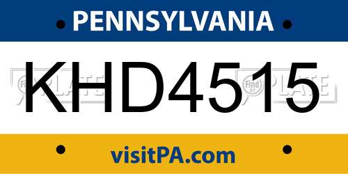 KHD4515 Pennsylvania License Plate