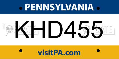 KHD455 Pennsylvania License Plate