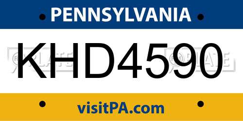KHD4590 Pennsylvania License Plate