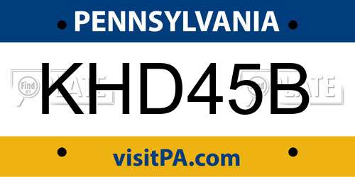 KHD45B Pennsylvania License Plate
