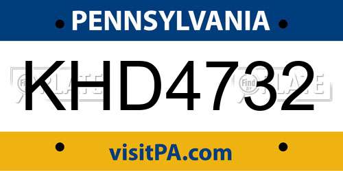 KHD4732 Pennsylvania License Plate
