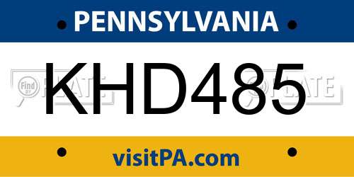 KHD485 Pennsylvania License Plate