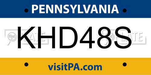 KHD48S Pennsylvania License Plate