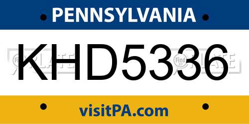 KHD5336 Pennsylvania License Plate