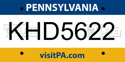 KHD5622 Pennsylvania License Plate