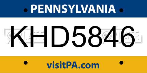 KHD5846 Pennsylvania License Plate