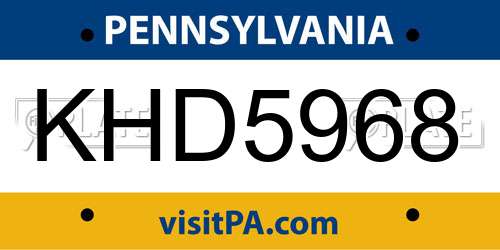 KHD5968 Pennsylvania License Plate