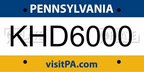 KHD6000 Pennsylvania License Plate