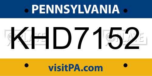 KHD7152 Pennsylvania License Plate
