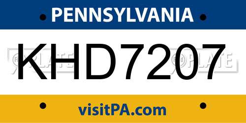 KHD7207 Pennsylvania License Plate