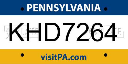 KHD7264 Pennsylvania License Plate
