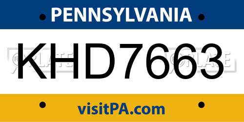 KHD7663 Pennsylvania License Plate