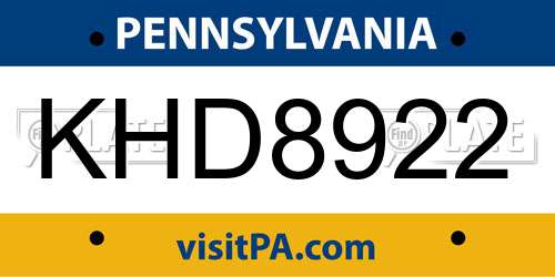 KHD8922 Pennsylvania License Plate
