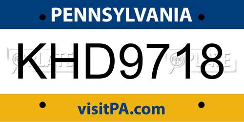 KHD9718 Pennsylvania License Plate