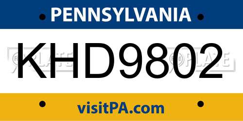 KHD9802 Pennsylvania License Plate