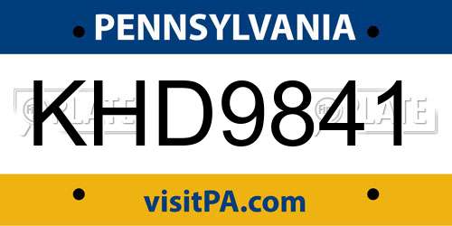 KHD9841 Pennsylvania License Plate