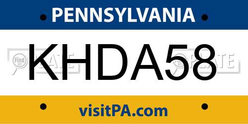 KHDA58 Pennsylvania License Plate