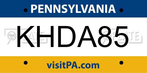 KHDA85 Pennsylvania License Plate