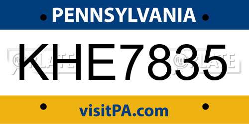 KHE7835 Pennsylvania License Plate