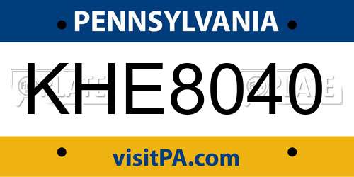 KHE8040 Pennsylvania License Plate