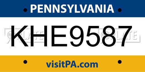 KHE9587 Pennsylvania License Plate