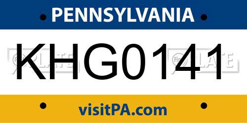 KHG0141 Pennsylvania License Plate