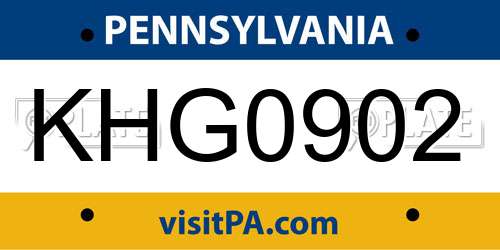 KHG0902 Pennsylvania License Plate
