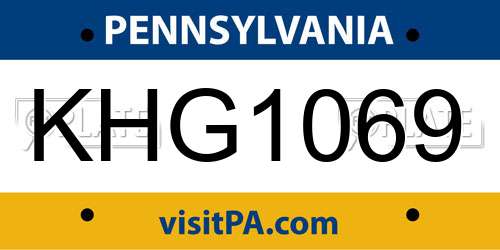 KHG1069 Pennsylvania License Plate