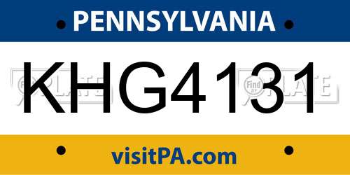 KHG4131 Pennsylvania License Plate