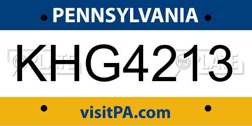 KHG4213 Pennsylvania License Plate