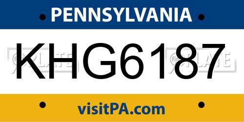 KHG6187 Pennsylvania License Plate
