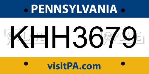 KHH3679 Pennsylvania License Plate