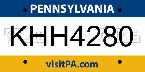 KHH4280 Pennsylvania License Plate
