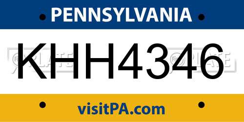 KHH4346 Pennsylvania License Plate