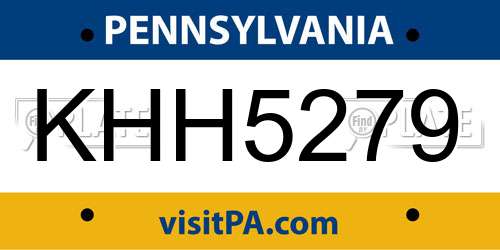 KHH5279 Pennsylvania License Plate