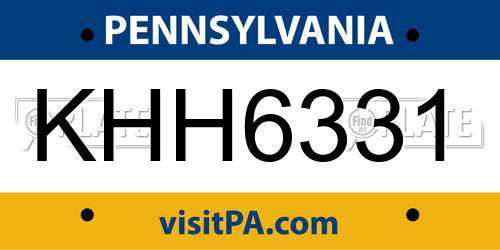 KHH6331 Pennsylvania License Plate