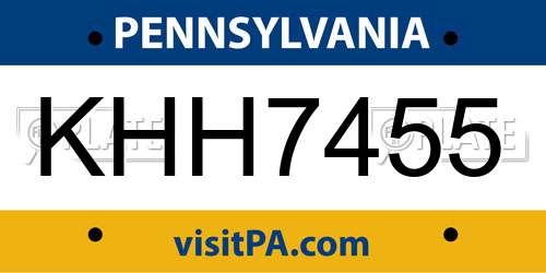 KHH7455 Pennsylvania License Plate