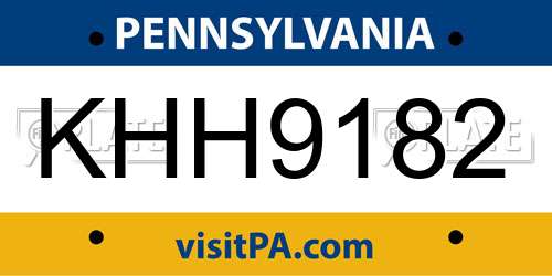 KHH9182 Pennsylvania License Plate