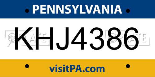 KHJ4386 Pennsylvania License Plate