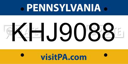KHJ9088 Pennsylvania License Plate