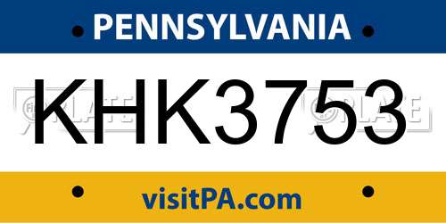KHK3753 Pennsylvania License Plate