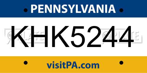 KHK5244 Pennsylvania License Plate