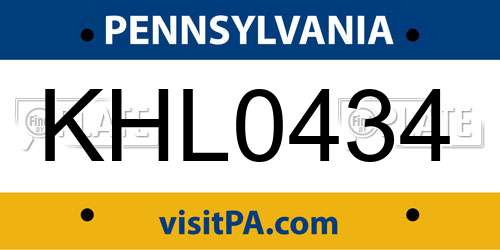 KHL0434 Pennsylvania License Plate