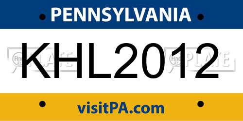 KHL2012 Pennsylvania License Plate