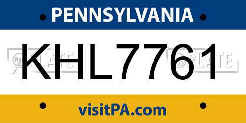 KHL7761 Pennsylvania License Plate