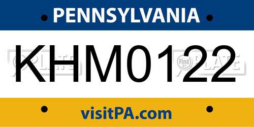 KHM0122 Pennsylvania License Plate